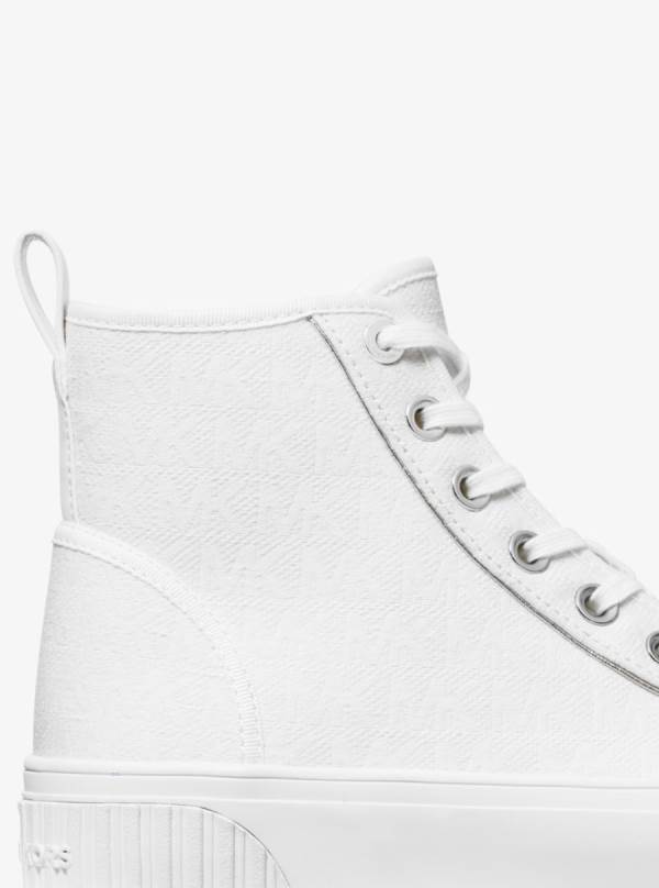 Damske Tenisky Michael Kors Gertie Logo Jacquard High-Top Biele - Topanky Michael Kors Outlet | WINVT-9524